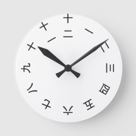 Kanji Clock 1-12 (rotated) Ronde Klok
