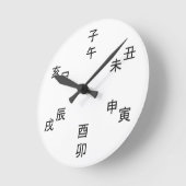 Kanji Clock - Chinese Zodiac - Time of the Day Ronde Klok (Hoek)