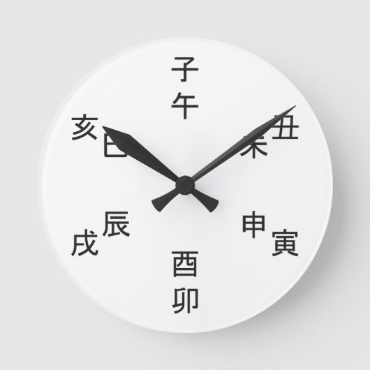 Kanji Clock - Chinese Zodiac - Time of the Day Ronde Klok (Voorkant)