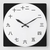 Kanji Clock Vierkante Klok (Voorkant)