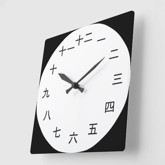 Kanji Clock Vierkante Klok (Hoek)