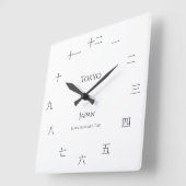 Kanji Custom City Country Time Zone Vierkante Klok (Hoek)