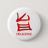 Kanji Delicious Red-ronde knop Ronde Button 5,7 Cm (Voorkant)