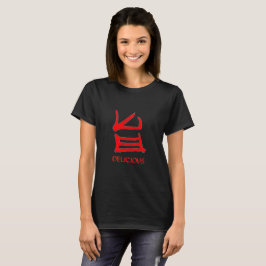 Kanji Delicious Red women black t-shirt