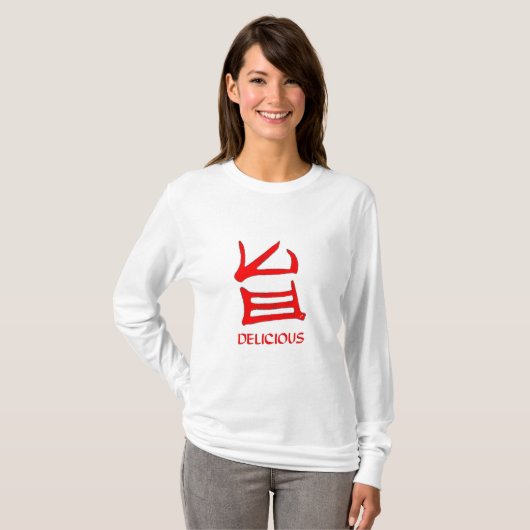 Kanji Delicious Red women long meve sjirt T-shirt (Voorkant volledig)