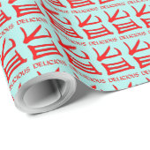 Kanji Delicious rood blauwgroen glanzend inpakpapi Cadeaupapier (Rol Hoek)