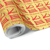 Kanji Delicious rood goud ader mat inpakpapier (Rol Hoek)