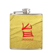 Kanji Delicious rood goud ader verpakt kolf Heupfles (Voorkant)