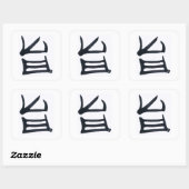 Kanji Delicious zwarte vierkante stickers (Vel)
