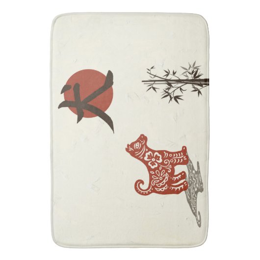 Kanji Dog op Beige Badmat (Voorkant Verticaal)