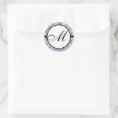 Kanji fo Love Monogram Wedding Paarse Damask Ronde Sticker (Tas)