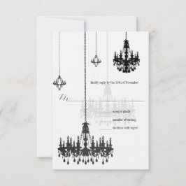 Kanji for Love 7 Black Chandeliers Wedding RSVP Kaartje