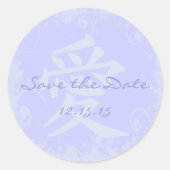 Kanji for Love Swirly Periwinkle Blue Ronde Sticker (Voorkant)
