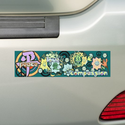 Kanji for Peace-Love-Compassion - Bumpersticker (Op auto)