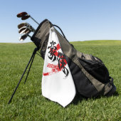 Kanji Goketsu/Hero Japanese Calligraphy  Golfhanddoek (Groen)