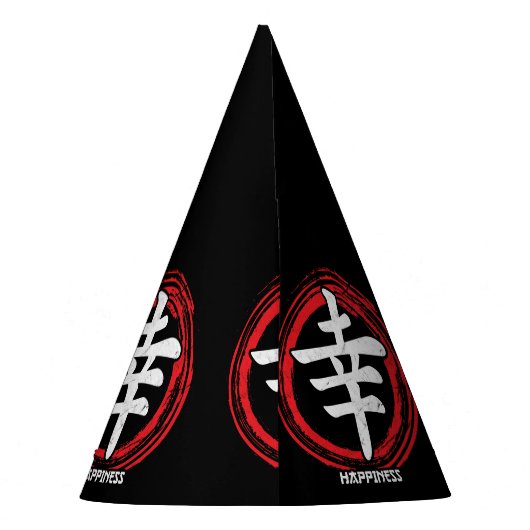 Kanji Happiness Japans symbool Art Language Word Feesthoedjes (Achterkant)