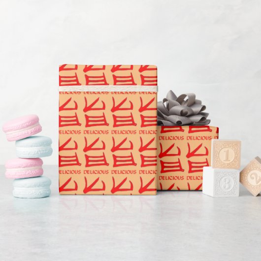 Kanji Heerlijk rood geelbruin mat inpakpapier (Baby Shower)