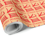 Kanji Heerlijk rood geelbruin mat inpakpapier (Rol Hoek)