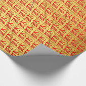 Kanji Heerlijk rood Goud Vein glanzend inpakpapier (Hoek)