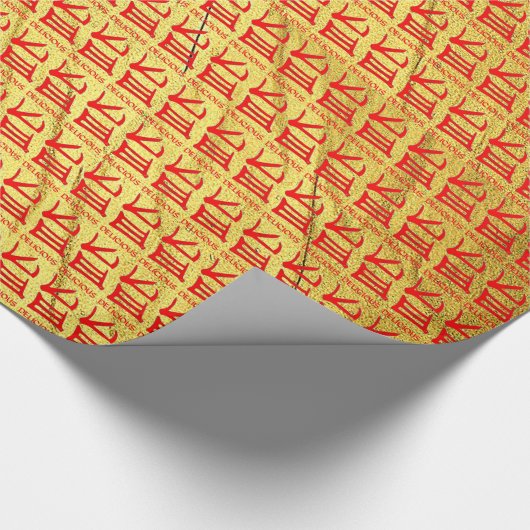 Kanji Heerlijk rood Goud Vein glanzend inpakpapier (Hoek)