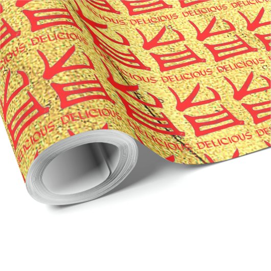 Kanji Heerlijk rood Goud Vein glanzend inpakpapier (Rol Hoek)