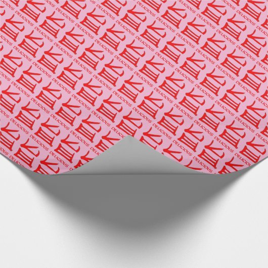 Kanji Heerlijk rood roze glanzend inpakpapier (Hoek)