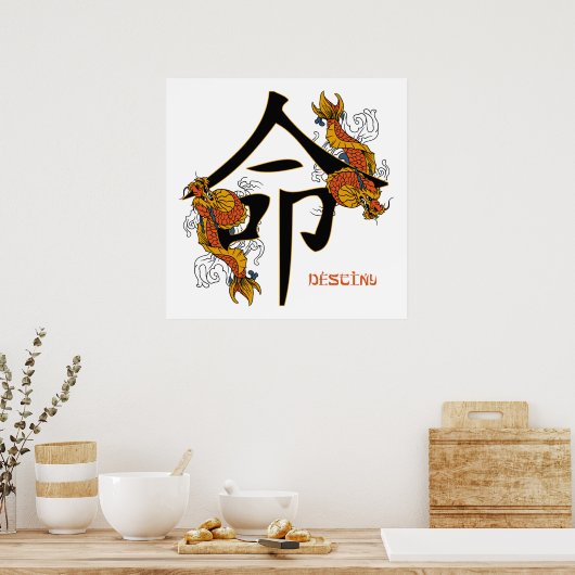 Kanji Koi Fish Destiny Poster (Keuken)