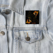 Kanji Koi Fish Dragon Vierkante Button 5,1 Cm (In situ)