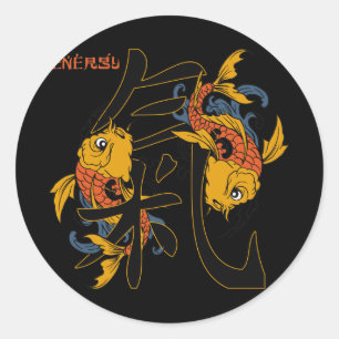 Kanji Koi Fish Energy Ronde Sticker
