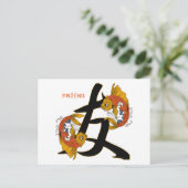 Kanji Koi Fish Friend Briefkaart (Staand voorkant)