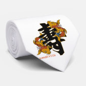 Kanji Koi Fish Longevity Stropdas (Opgerold)