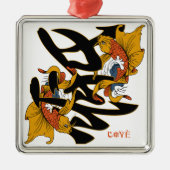 Kanji Koi Fish Love Metalen Ornament (Voorkant)