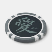 Kanji Liefde aangepaste monogram & kleur poker chi Pokerchips (Enkel)