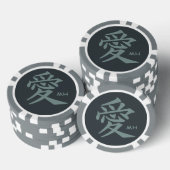 Kanji Liefde aangepaste monogram & kleur poker chi Pokerchips (Opstapeling)