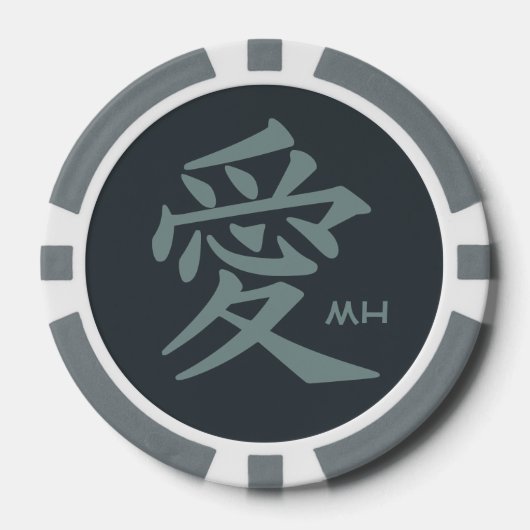 Kanji Liefde aangepaste monogram & kleur poker chi Pokerchips (Voorkant)