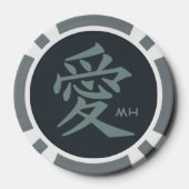 Kanji Liefde aangepaste monogram & kleur poker chi Pokerchips (Achterkant)