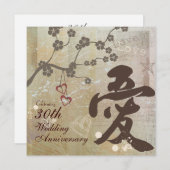 Kanji-liefdesontwerp verjaardagsfeest uitnodiging (Voorkant / Achterkant)