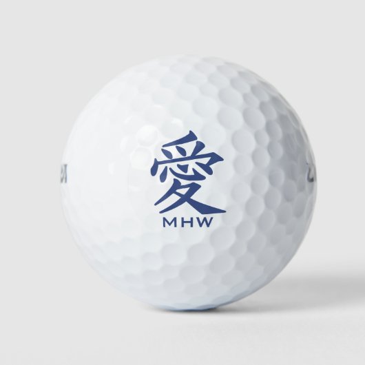 Kanji Love custom monogram golfballen (Voorkant)