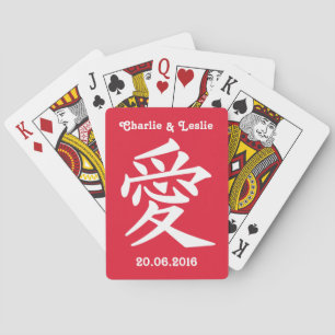 Kanji Love Custom text & color playcards Pokerkaarten