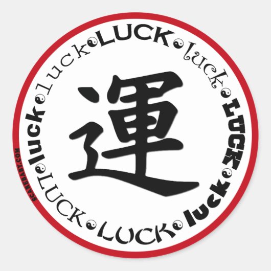 Kanji LUCK Design on Tshirts, Sleutelhangers, Mokk Ronde Sticker (Voorkant)
