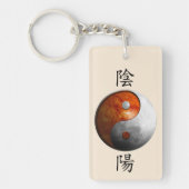 Kanji met Sun & Moon Yin Yang Sleutelhanger (Voorkant)
