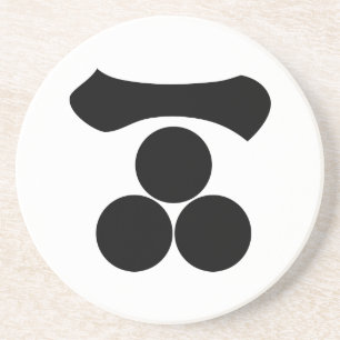 Kanji numeral one en drie sterren zandsteen onderzetter