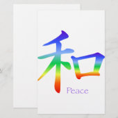 Kanji Peace Symbol in Chakra Colors Briefpapier (Voorkant / Achterkant)