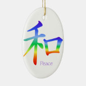 Kanji Peace Symbol in Chakra Colors Keramisch Ornament (Rechts)
