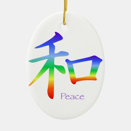 Kanji Peace Symbol in Chakra Colors Keramisch Ornament (Voorkant)