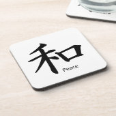Kanji Peace Symbol in Ink Black Black Bier Onderzetter (Linkerzijde)