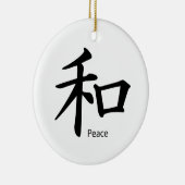 Kanji Peace Symbol in Ink Black Black Keramisch Ornament (Rechts)