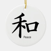 Kanji Peace Symbol in Ink Black Black Keramisch Ornament (Voorkant)