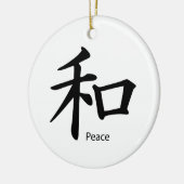 Kanji Peace Symbol in Ink Black Black Keramisch Ornament (Links)