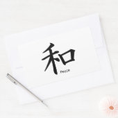 Kanji Peace Symbol in Ink Black Black Rechthoekige Sticker (Envelop)